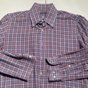 Piattelli Barneys New York Mens Long Sleeve Button Down Shirt Multicolor Checks